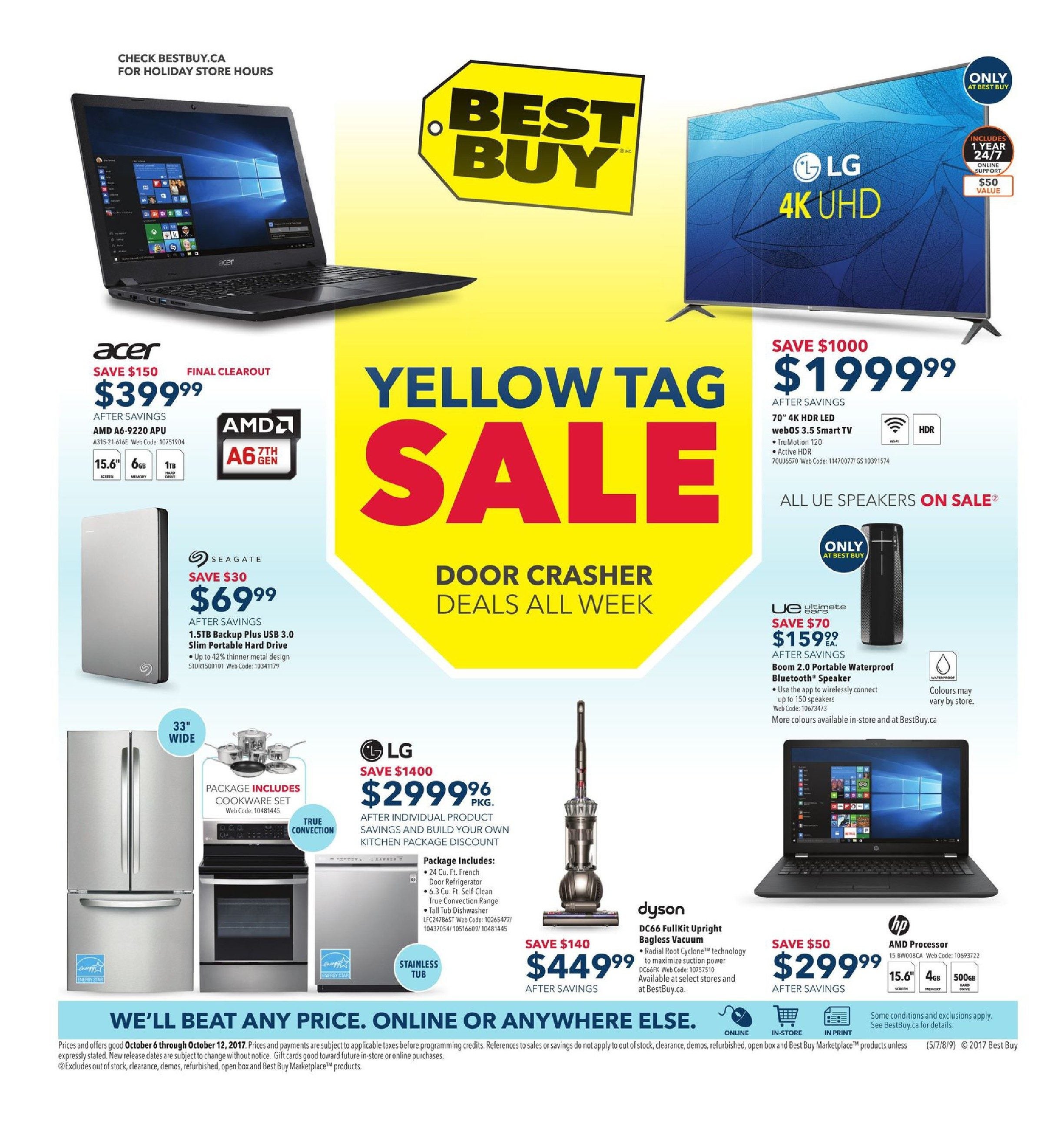 Best Buy Weekly Flyer - Weekly - Yellow Tag Sale - Oct 6 – 12