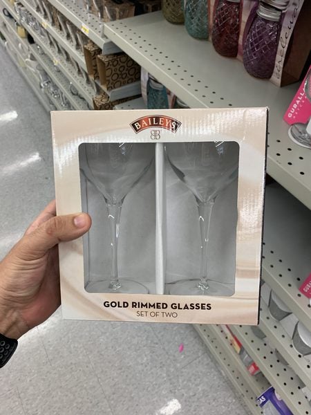 Dollarama Baileys Stemware Glasses With Gold Rims Set Of 2 Per Pack