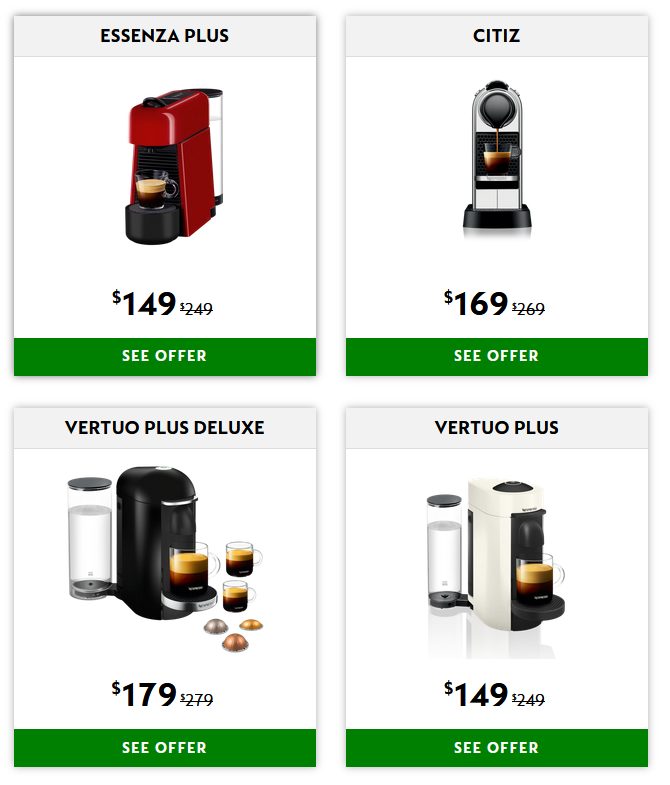 Nespresso] $100 Off Nespresso Machines 