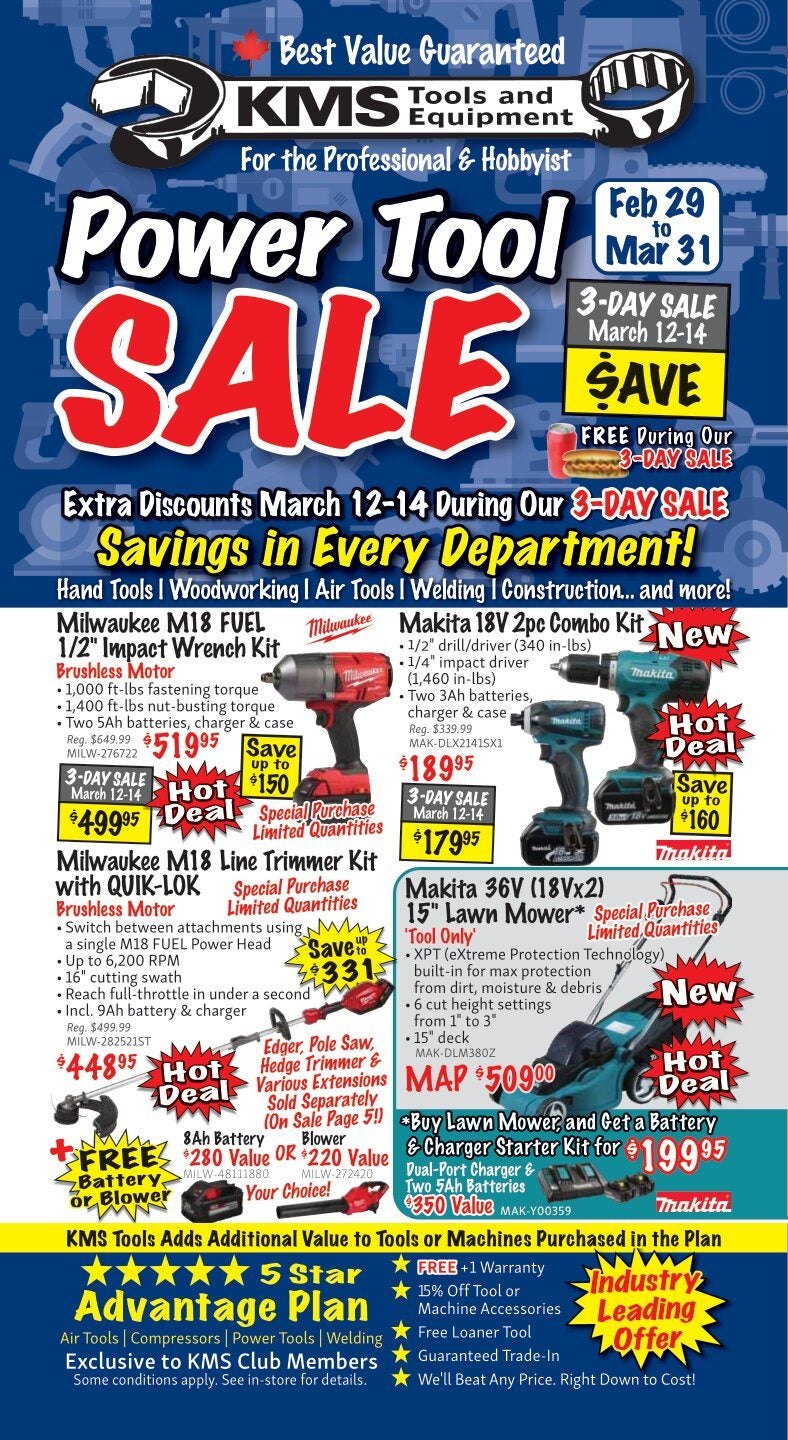 KMS Tools Weekly Flyer - Power Tool Sale - Feb 29 – Mar 31 