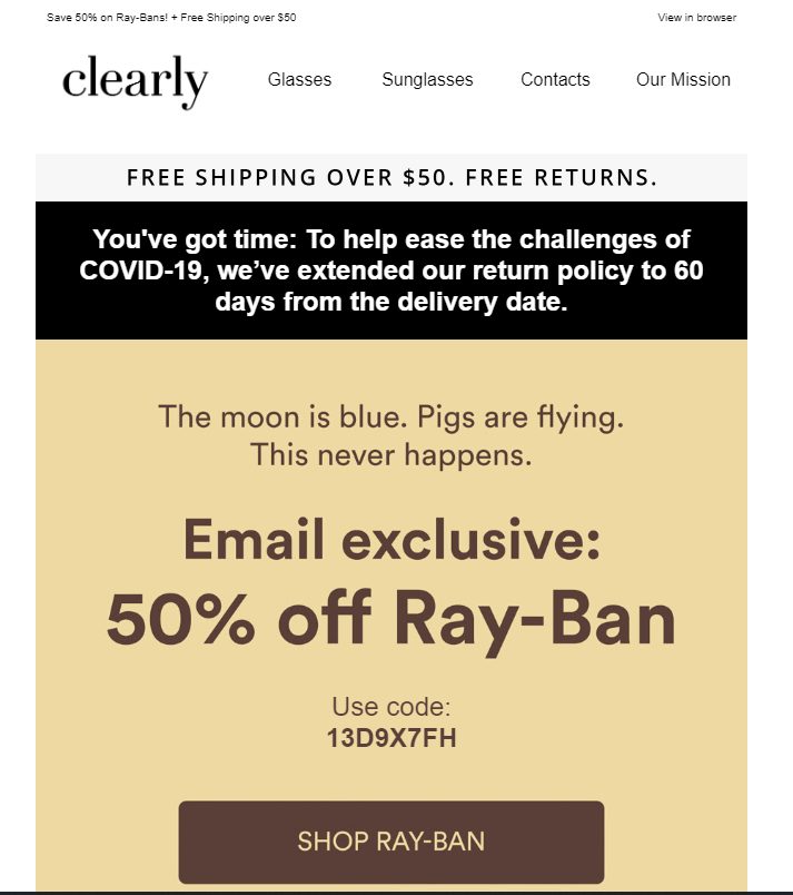 Clearly] Ray-Bans 50% off (YMMV)  Forums