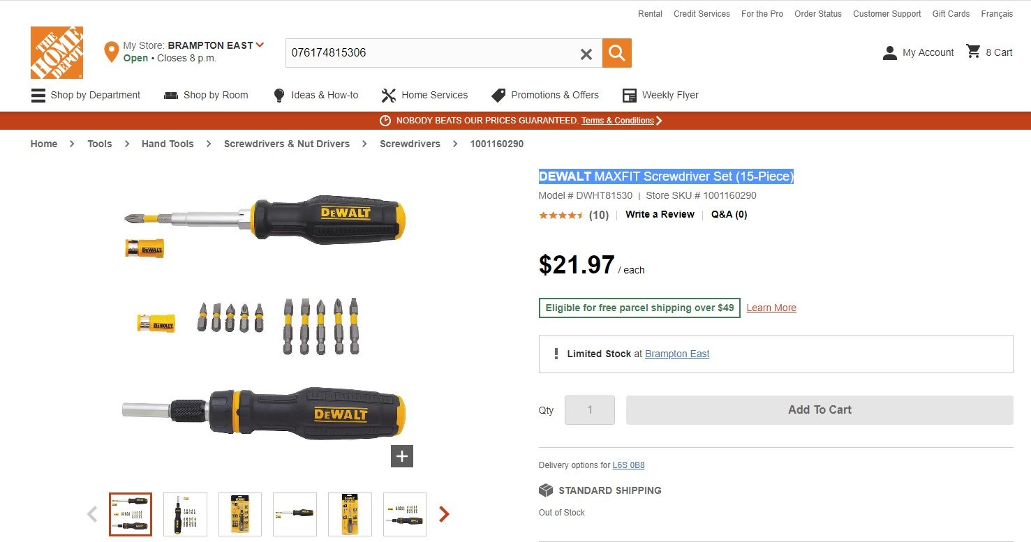 Home Depot] DEWALT MAXFIT Screwdriver Set (15-Piece) - $8.78 (60% OFF) -  clearance/price error? - RedFlagDeals.com Forums