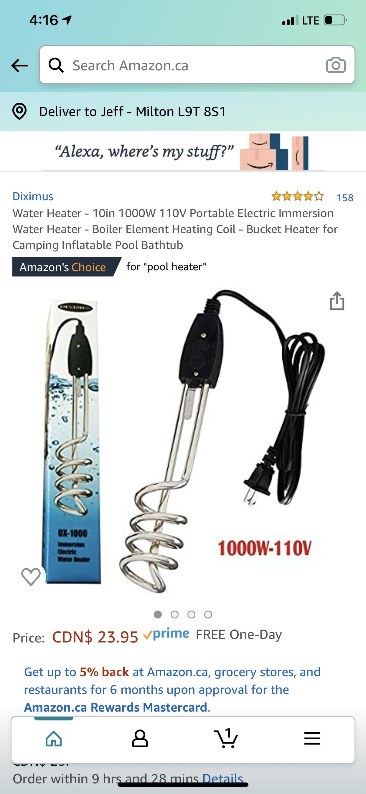 110v 1000w Portable Electric Immersion Water Heater Mug Bucket Boiler  Element