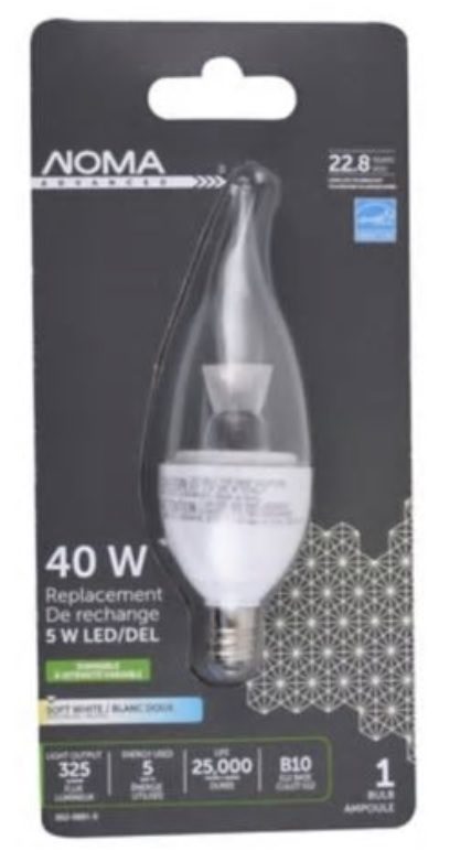 Dimmable Soft White Led Bulb In, Noma Led Chandelier 40w Dimmable Soft White Bulb