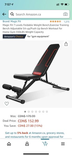 [Amazon.ca] Magic Fit 7 Levels Foldable Weight Bench - $152.99 (No tax ...