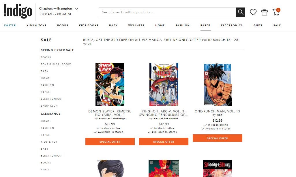 [Chapters Indigo] Buy 2, Get The 3rd Free On VIZ Manga (Mar 1528