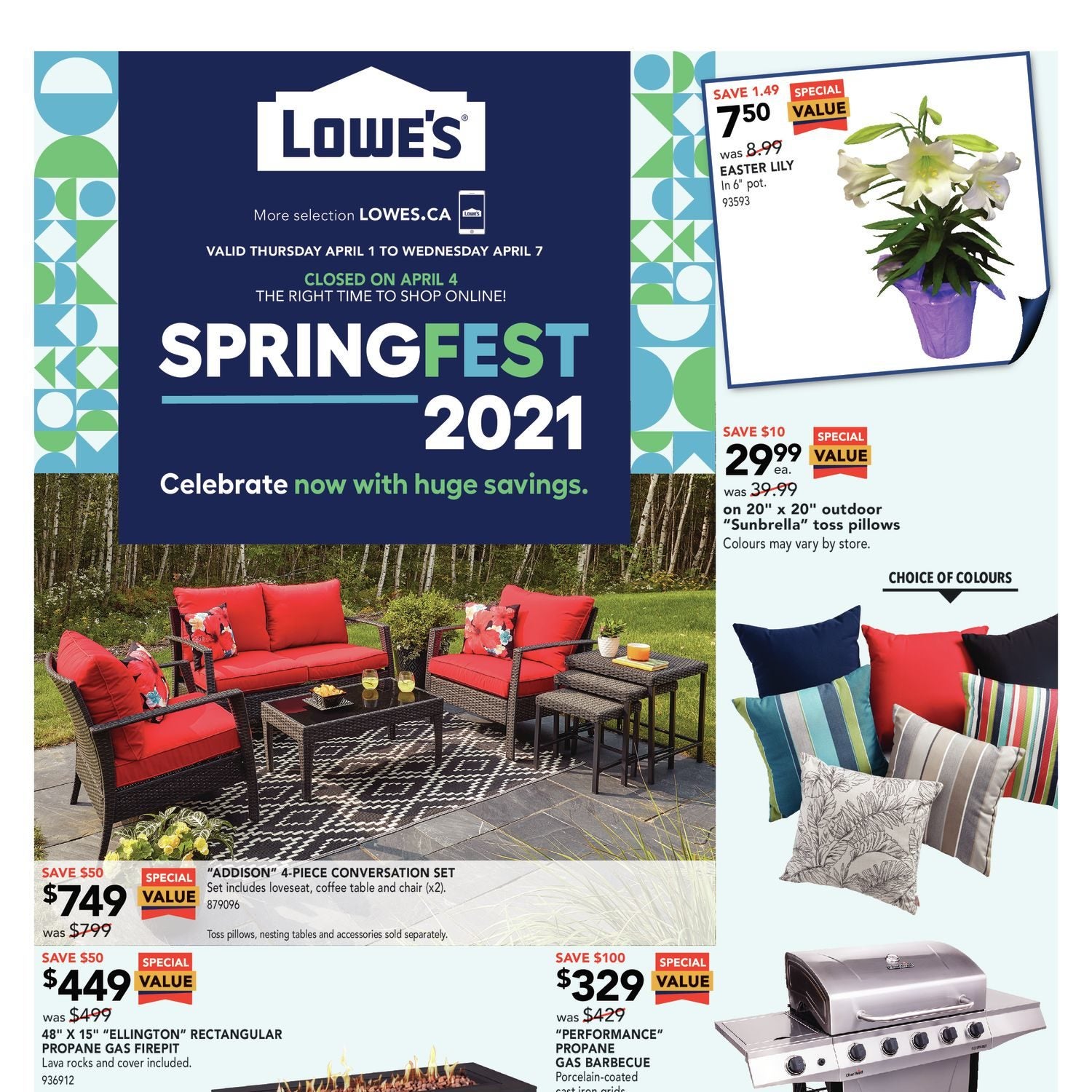 Lowe's Weekly Flyer Weekly Deals SpringFest 2021 Apr 1 7