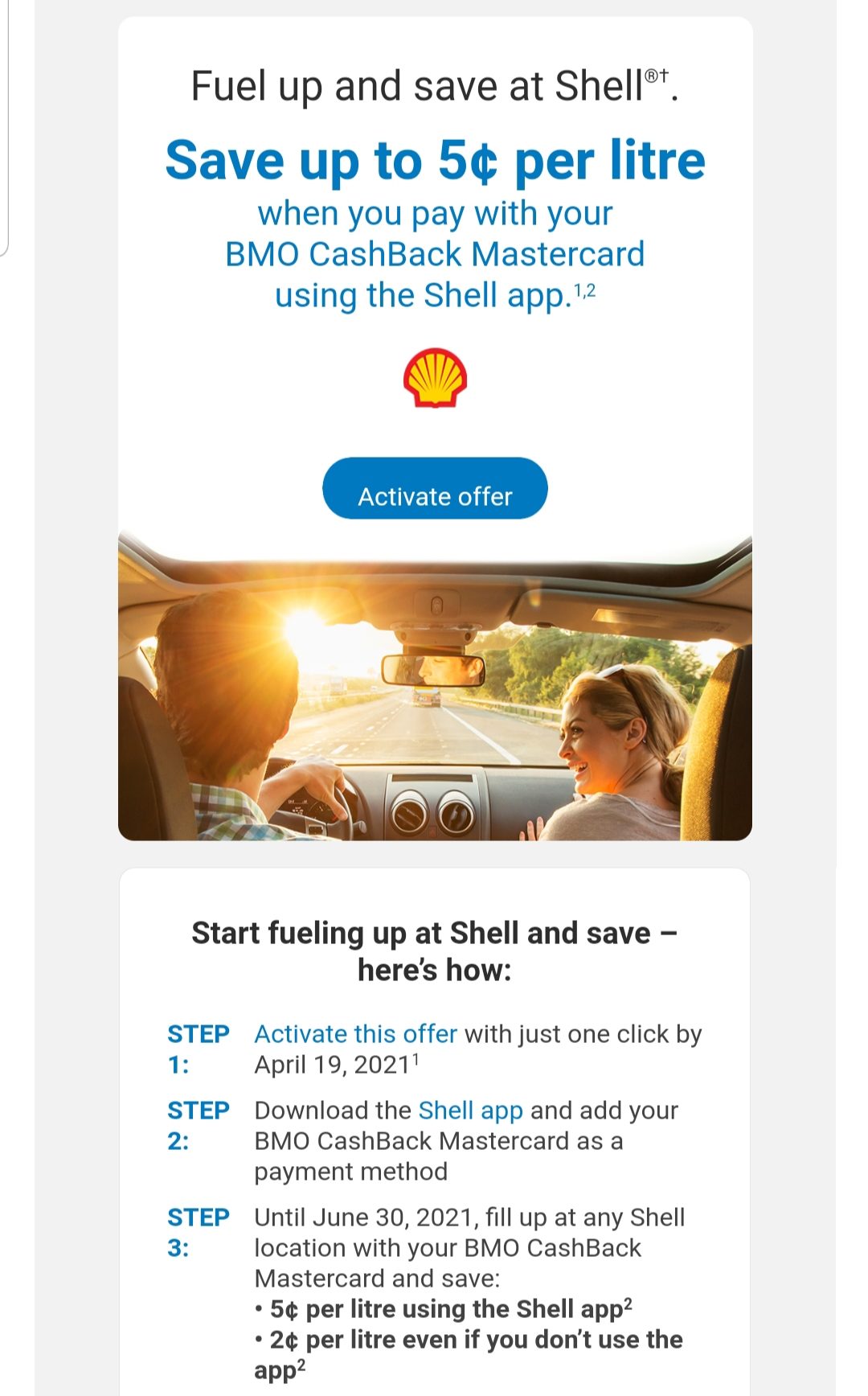 bmo shell offer