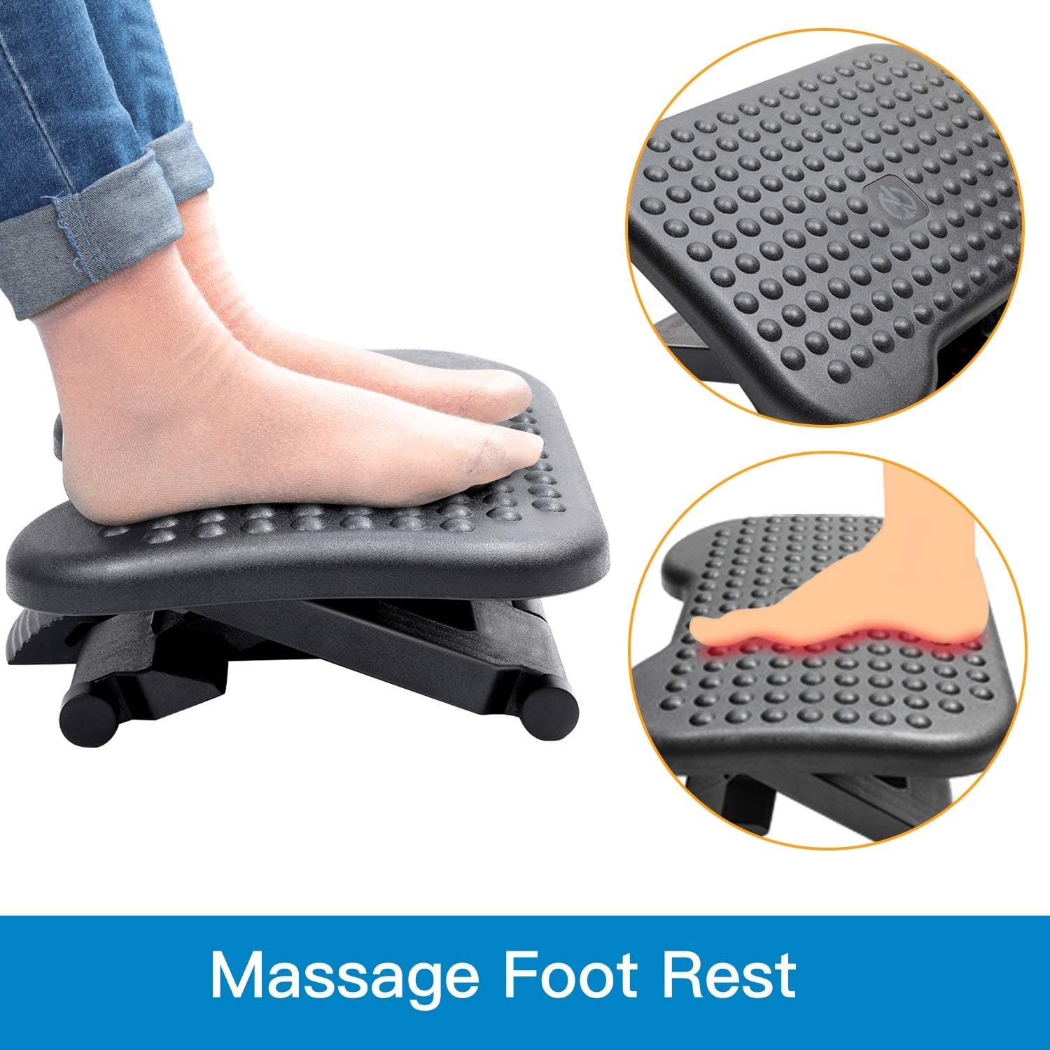 HUANUO Foot Rest Under Desk Adjustable Ergonomic Footrest for