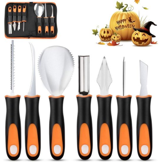 9. Best Pumpkin Carving Tools: Halloween Pumpkin Carving Kit, Soft Grip Rubber Handle 7 Pieces