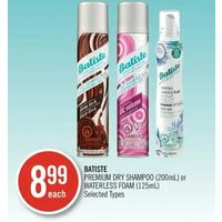 Batiste Premium Dry Shampoo Or Waterless Foam 