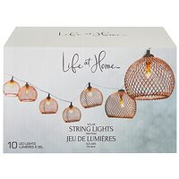 Life at Home Outdoor Solar LED Gold Cage String Light