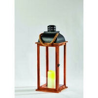 Wood & Metal Lantern Or Pine Side Table