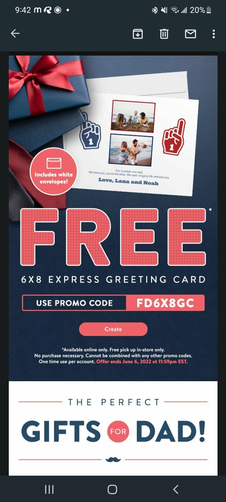 [Walmart] Free 6x8 express greeting card from Walmart RedFlagDeals