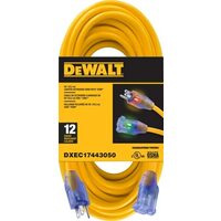 Dewalt 50 ft 12/3 Single-Outlet Lighted Extension Cord