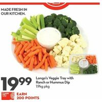 Longo's Veggie Tray With Ranch Or Hummus Dip