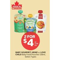 Baby Gourmet, Heinz Or Love Child Baby Food Pouches