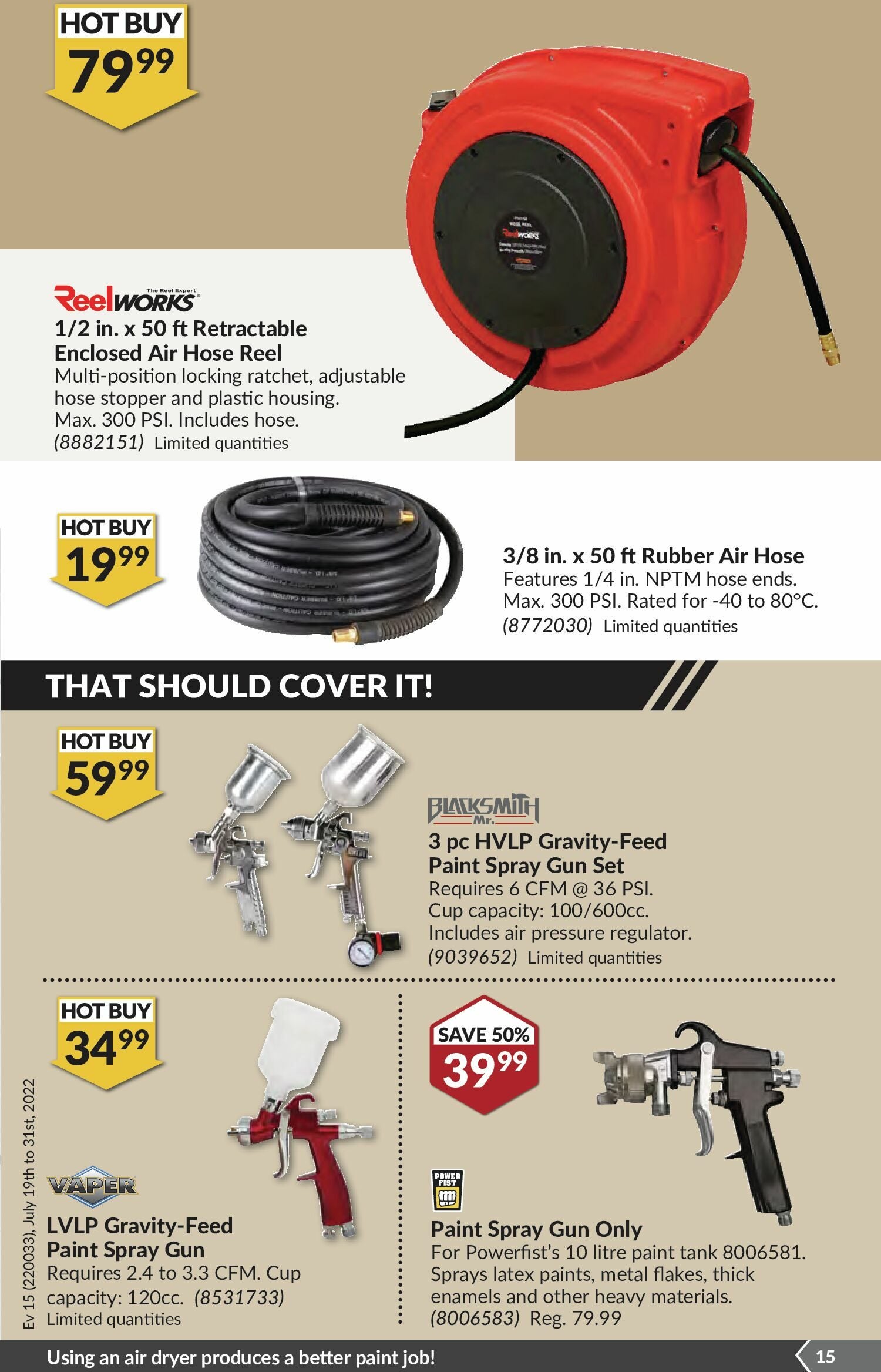 CENTRAL PNEUMATIC 3/8 In. X 50 Ft. Retractable Hose Reel for $59.99 –  Harbor Freight Coupons