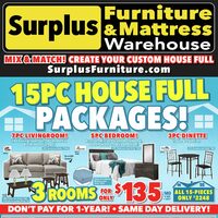 Surplus Furniture - 15-Pc. House Full Packages! (Medicine Hat/Lethbridge - AB) Flyer