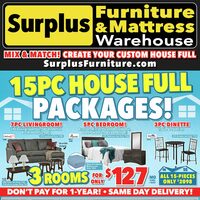 Surplus Furniture - 15-Pc. House Full Packages! (Ottawa/Kingston - ON) Flyer