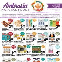 Ambrosia Natural Foods - August Specials Flyer