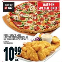 Fresh 2 Go 16" X-Large 3 Topping Stone Baked Pizza or Hot or Chilled Chicken Tenders