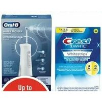 Crest 3Dwhite Whitestrips Value Pack, Oral-B Water Flosser Advanced or Io Series 7 Rechargeable Toothbrush