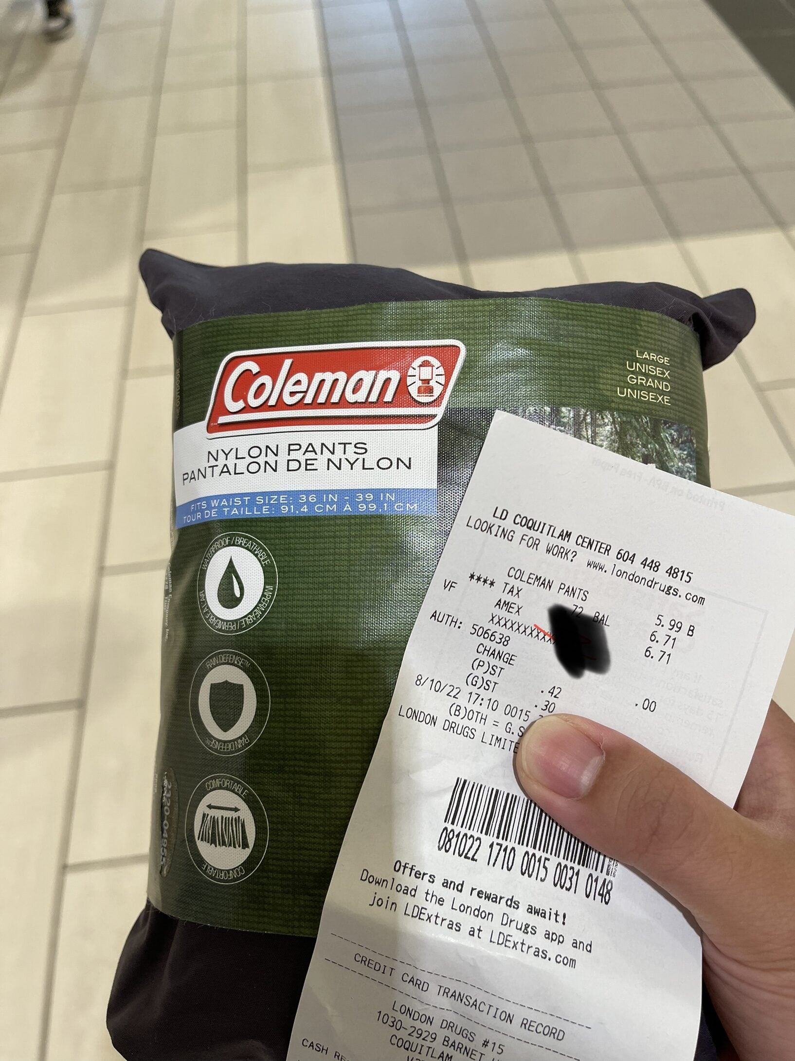 London Drugs] Coleman nylon pants 5.99 in store - RedFlagDeals.com