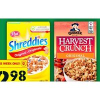 Quaker Harvest Crunch Post Shreddies