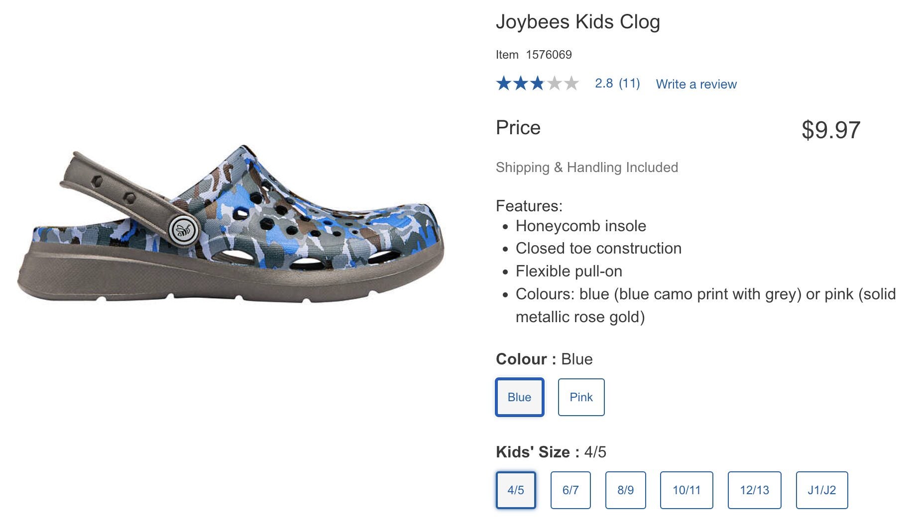 [Costco] Joybees Kids Clog - $9.97 (ATL) - RedFlagDeals.com Forums