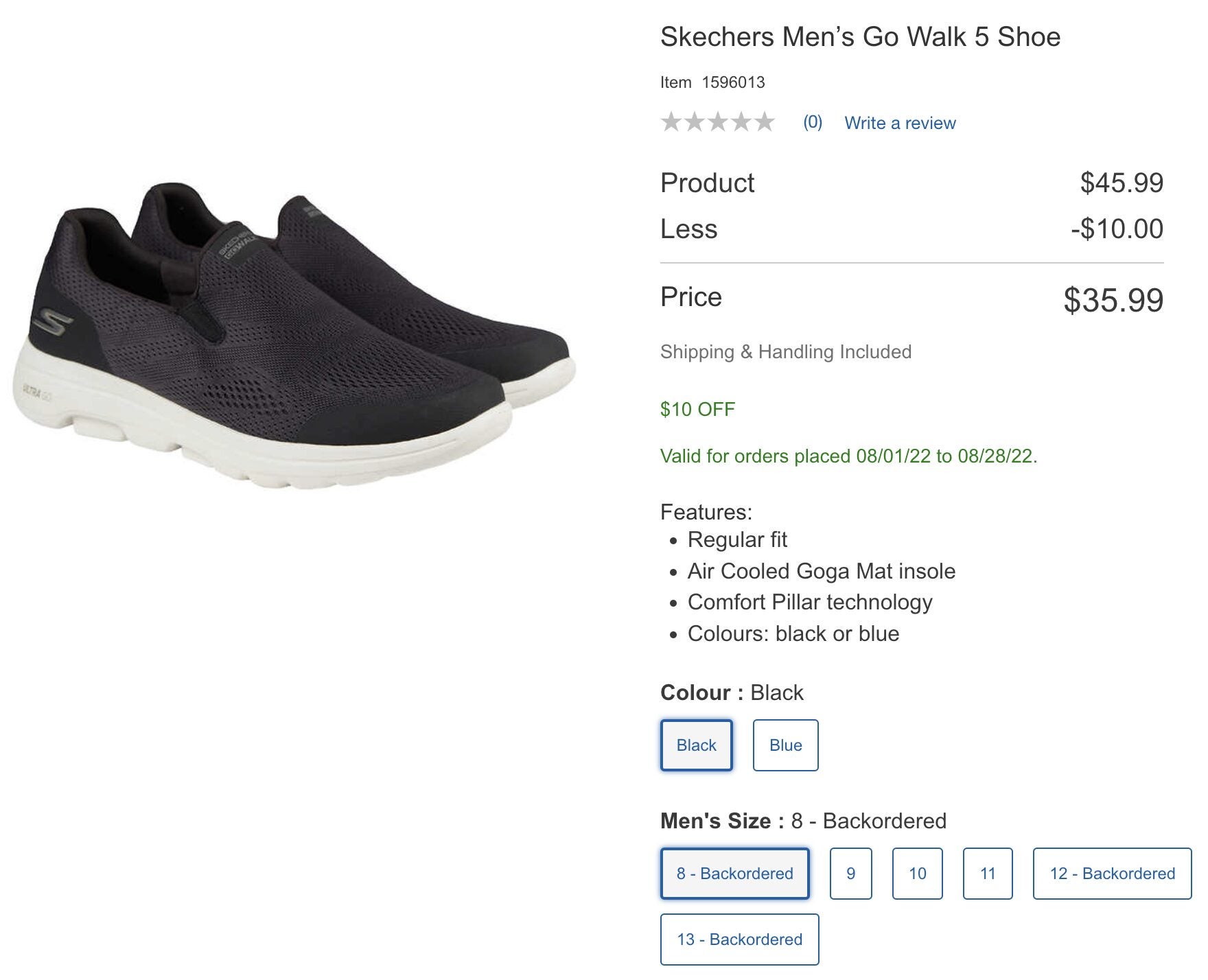 Skechers 男式/女式 Go Walk 5 鞋 - 28.79 加元或 25.19 加元，如果您在线购买更多