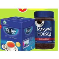 Maxwell House Instant Coffee, Tetley Orange Pekoe Tea 