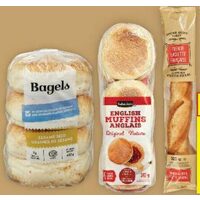 Stone Oven Baked Baguettes or Selection English Muffins or Bagels