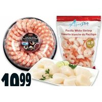 Aqua Star Cooked or Raw Shrimp Irresistibles Jumbo Shrimp Ring or U-10 Colossal Scallops 