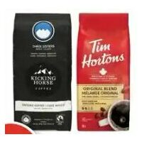 McCafe Whole Bean Coffee, Kicking Horse or Tim Hortons Ground Coffee