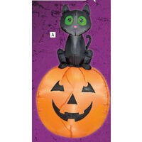 Home Accents Holiday Decor 3.5' Black Cat on Jack O' Lantern Airblown Halloween Inflatable
