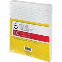 Staples Writing Pads - 8-3/8" x 10-7/8 - Wide-Ruled - White - 96 Sheets