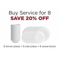 8 Dinner Plates+8 Side Plates+8 Cereal Bowels
