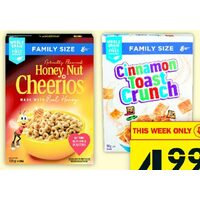 General Mills Honey Nut Cheerios, Cinnamon Toast Crunch