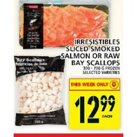 Irresistibles Sliced Smoked Salmon Or Raw Bay Scallops
