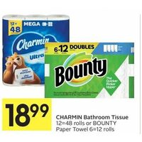 Charmin Bathroom Tissue Or Bounty Paper Towel 