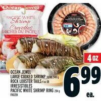 Ocean Jewel Large Cooked Shrimp, Rock Lobster Tails, Irresistibles Pacific White Shrimp Ring