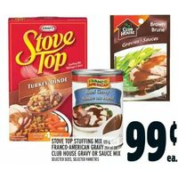 Stove Top Stuffing Mix, Franco-American Gravy Or Club House Gravy Or Sauce Mix
