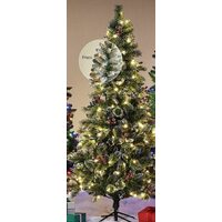 6.5' Pre-Lit Flocked Frisco or Slim Glittering Frost Pine Christmas Trees