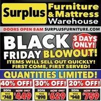 Surplus Furniture - Black Friday Blowout (Belleville/Peterborough/Oshawa - ON) Flyer