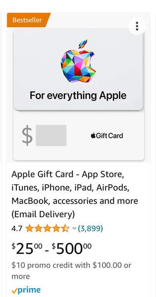 Apple Gift Card - App Store, iTunes, iPhone, iPad, AirPods, MacBook,  accessories and more : : Gift Cards