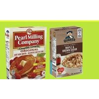 Pearl Milling Company Pancake Mix or Table Syrup, Quaker Instant Oatmeal 