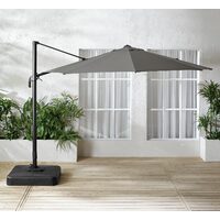 Hometrends 11' Round Offset Umbrella with LED Lights and Base