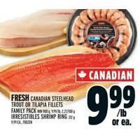 Fresh Canadian Steelhead Trout Or Tilapia Fillets, Irresistibles Shrimp Ring