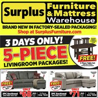 Surplus Furniture - 5-Piece Living Room Packages (Sudbury/ON) Flyer